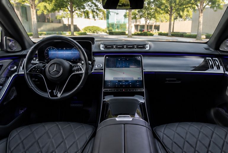 Mercedes-Benz S-Class interior dashboard — Houston Limo Chauffeur