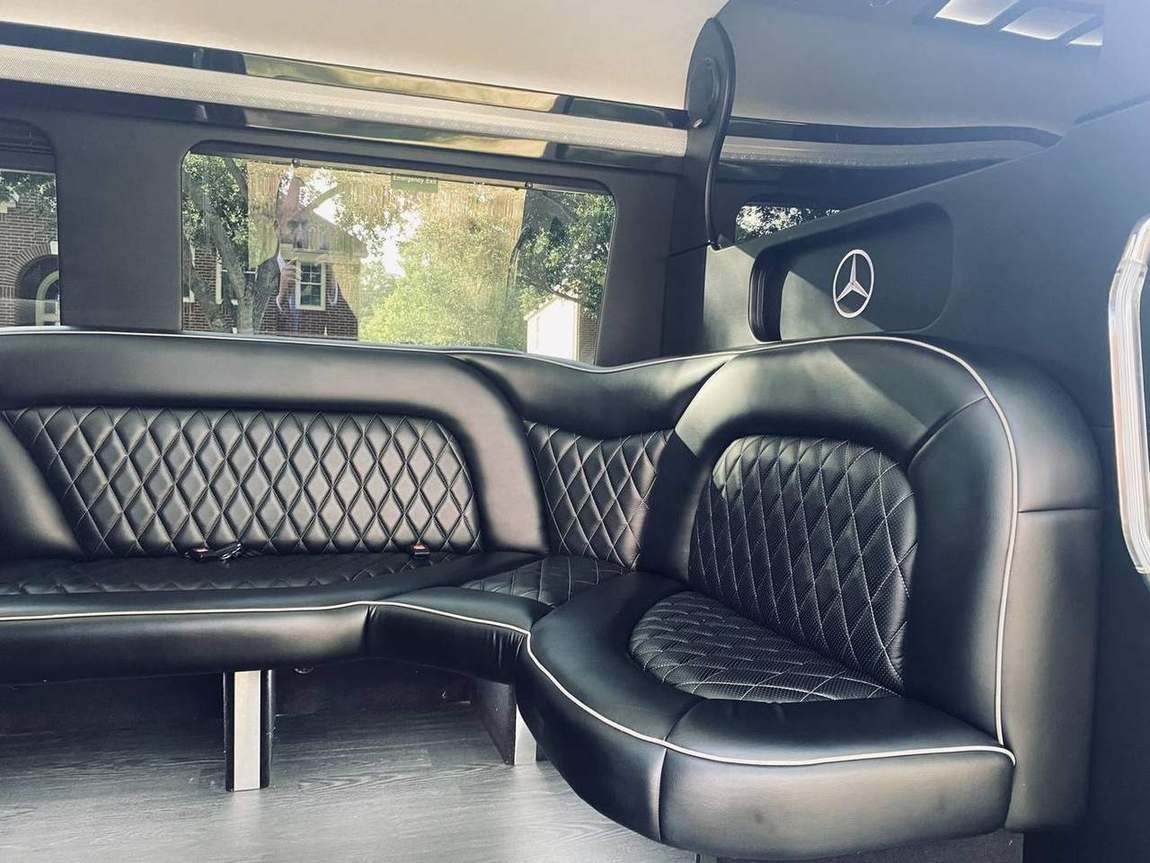 Mercedes Sprinter limousine interior lounge — Houston Limo Chauffeur