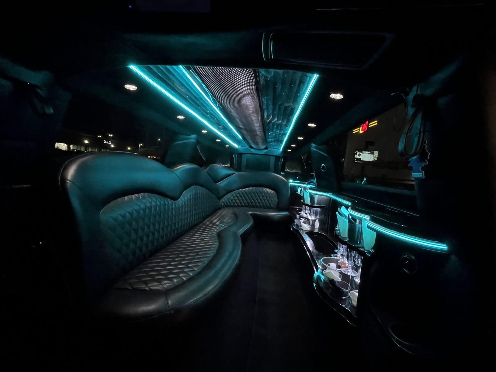 Lincoln MKT stretch limousine interior lounge — Houston Limo Chauffeur